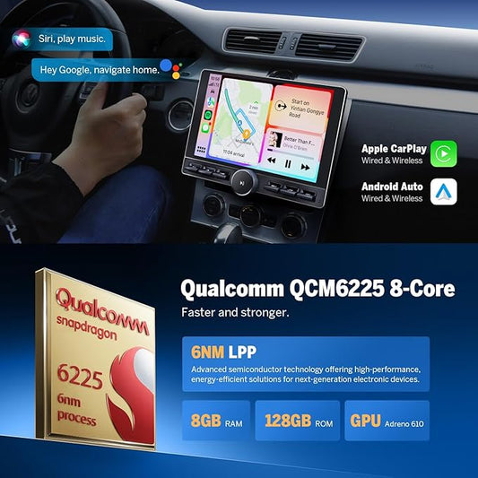 Eonon 8-Core 8GB+128GB Double Din Car Stereo, 10.1 Inch Wireless CarPlay/Android Auto Headunit with WiFi-6, Bluetooth 5.4, Built-in DSP, 4G LTE - UX6K-PRO-MAX
