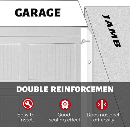 Garage Door Seal Top and Sides Seal Strip, 40FT Universal Garage Door Weather Stripping, Durable Garage Door Bottom Seal Replacement with Adhesive Backing and Screws (White, 40FT)