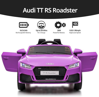 Electric Car for Kids, Licensed Audi 6V Kids Ride on Car Toy for Toddlers with Remote - Purple