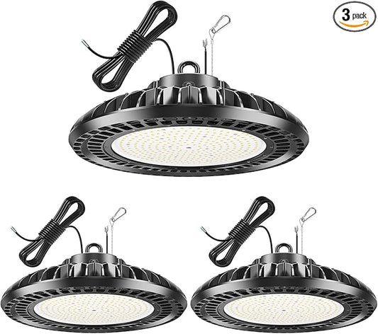 3 Pack 500W LED High Bay Light 72,500LM DLC ETL Listed Industrial Grade UFO Light Dimmable IP65 Waterproof 5000K Commercial Bay Lighting for Warehouse Garage Factory 110V 120V