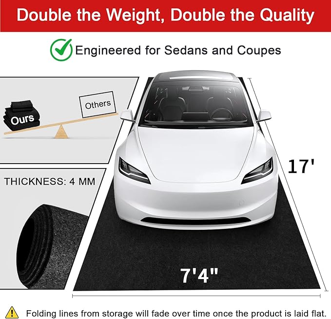 Heavy-Duty Garage Floor Mat 17' x 7'4" - Waterproof Garage Flooring for Cars & SUVs, Durable Garage Mats for Floor, Oil Spill Resistant Garage Mat, Easy-to-Clean Garage Rug for Floor, Oil Change Mat
