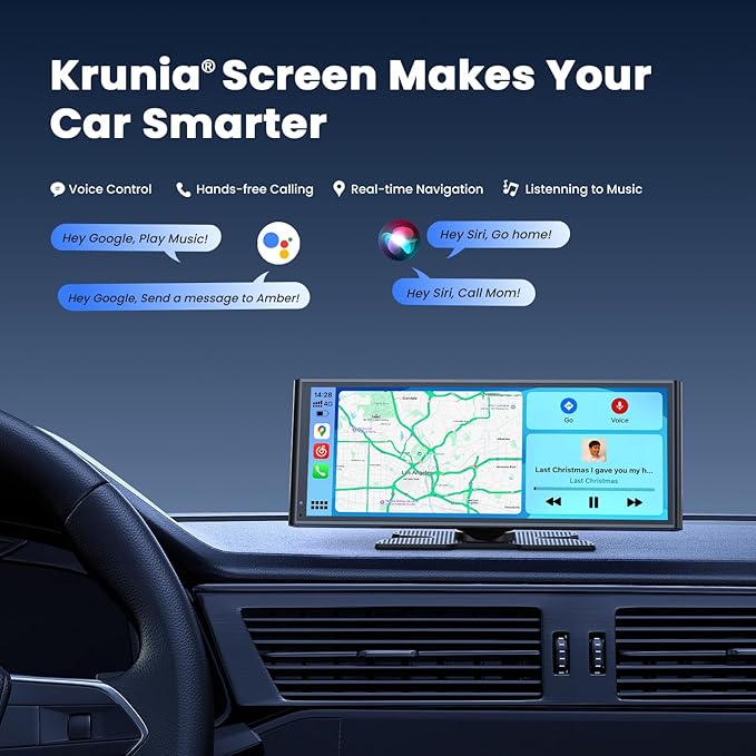 9.26" Wireless Portable Car Play Screen for Apple CarPlay & Android Auto, OTA Updates, Backup Camera, Mirror Link, 5.0 Bluetooth, Voice Control, GPS Navigation, FM