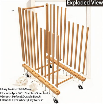 Art Storage Rack,Wood Art Drying Storage Stand with Hand&Caster Wheels , Art Canvas Storage for Art Studios,Drawing Board,Printed Matter,Gallery,Artworks