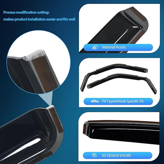 Nilight in-Channel Rain Guards for Ford F150 2021 2022 2023 2024 Regular Cab/Super Crew/Super Cab, Vent Window Visors, Original Window Deflectors-2PCS