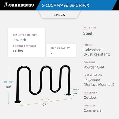 Sandbaggy Commercial Bike Racks - Galvanized Steel - Anti-Theft Design - In Ground, Apartments, Sidewalks, Industrial