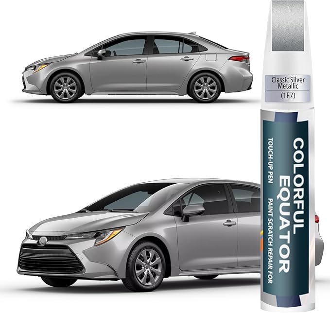 1F7 Classic Silver Metallic Touch Up Paint for Toyota, Car Paint Pen Scratch Repair Two-In-One Touch Up Paint, Premium Car Scratch Remover for Deep Scratches
