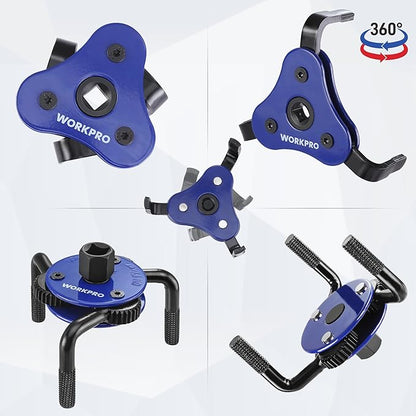 WORKPRO Universal Oil Filter Wrench & Removal Tool, Adjustable Oil Filter Change Set, Ideal for Engine, Conduit, & Fittings