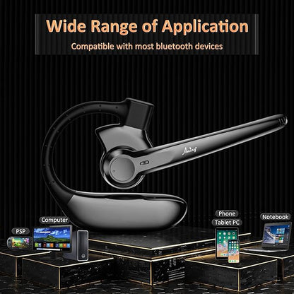 Wireless Bluetooth Headset with AI Noise Cancelling, 30Hrs Talk Time & Ultra Comfort - Hands-Free Earphones for Truck Drivers, Office, Home (V5.3)