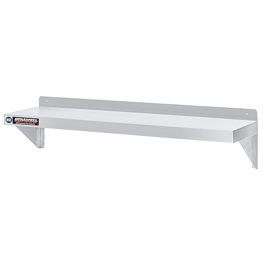 DuraSteel Heavy Duty Wall Mount Shelf - 48" Wide x 14" Deep Classic Stainless Steel Wall Floating Shelves - NSF Metal Storage Wall Shelves - For Commercial Kitchen, Laundry Room, Garage, Food Truck