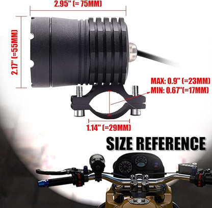 Motorcycle Driving Lights 12-60V 40W 3600LM LED Fog Lights for ATV UTV Bike Car Truck Boat Forklift Waterproof LED Spotlights with 6 Light Beads High Low Strobe Beam Switch Universal (Black 2)