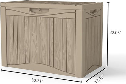 50 Gallon Lockable Resin Deck Box, Waterproof & UV-Resistant Outdoor Storage Box for Outdoor Cushion Storage, Garden Tools & Pool Accessories Storage, Gray