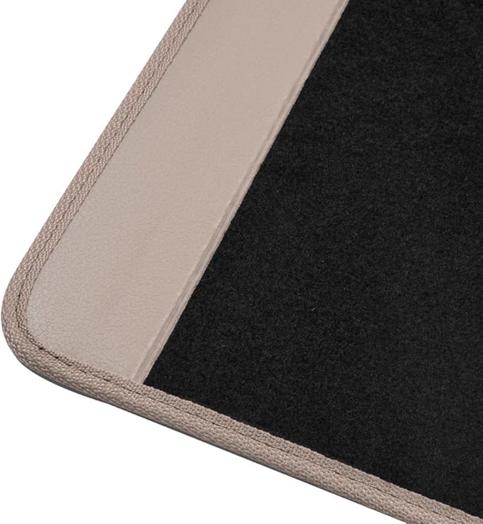 BDK carXS Fresh Two-Tone Carpet Floor Mats, Tribal Tattoo Design with Vinyl Trim for Car Sedan Truck SUV, Front & Rear Set of 4, Beige