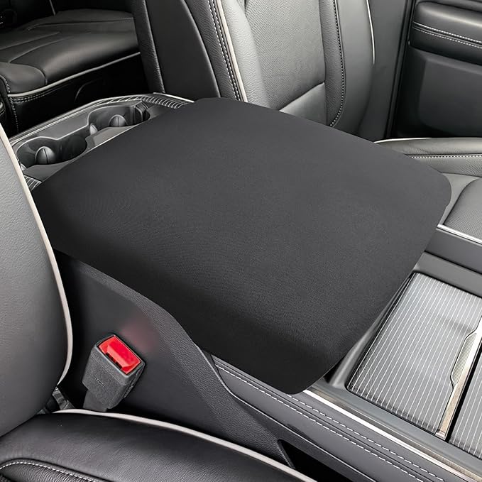 JOYTUTUS Center Console Cover Compatible with 2013-2025 Ram 1500 2500 3500, Neoprene Arm Rest Armrest Cover for Car, Middle Console Cover Lid