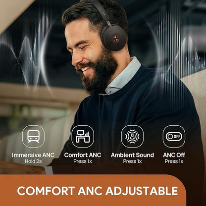 Yealink BH74 with Stand Active Noise Canceling Wireless Headset with Mic for Work, 6-mics Hybrid ANC Microsoft Teams Premium Open Ofﬁce Certified Headsets Bluetooth 5.3, up to 32h Talk, UC Compatible