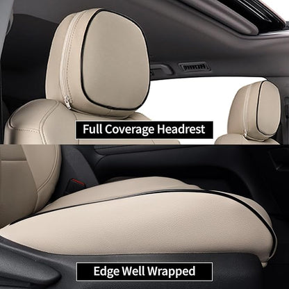 EKR Sienna Seat Covers for 2021 2022 2023 2024 2025 Toyota Sienna LE, XLE,8 Seats,2nd Row 4/2/4 Split,Waterproof Seat Covers Full Set for Trucks,Car Seat Protectors - Three Row,Leather (Beige)