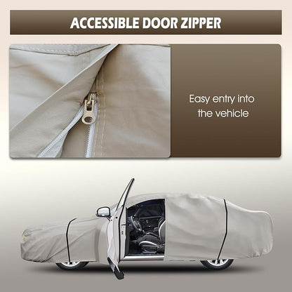 Migaven 6 Layers Car Cover Custom Fit for Toyota Corolla 2000-2025, Honda Civic 1991-2025, Waterproof Full Exterior Cover Sun Rain Protection with Door Zipper