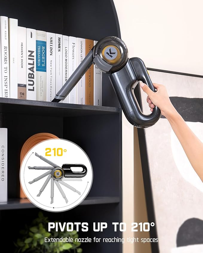 Fanttik Fold V10 Ultra Deluxe Handheld Vacuum Cordless, 17kPa Suction Power, Charging Base, Pivot Nozzle, Up to 35 Mins Runtime, Smart LED Display, Cordless Dustbuster Vacuum for Home, Car