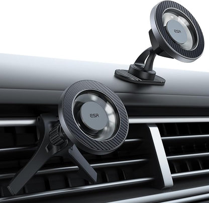 ESR for MagSafe Car Mount, Magnetic Car Phone Holder Mount, Air Vent/Dashboard Magnetic Phone Mount for iPhone 16/15/14/13/12, Galaxy S25, Strong Magnets, Charging Not Supported, Black Carbon Fiber