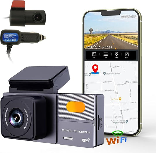 K03 On-Dash Cameras - Front and Rear Dash Cam for Cars, 4K Dual DashCam, Wireless Dash Camera with HDR Night Vision, GPS, Voice Control, Remote Live View - Best Rated Car Camera 2024