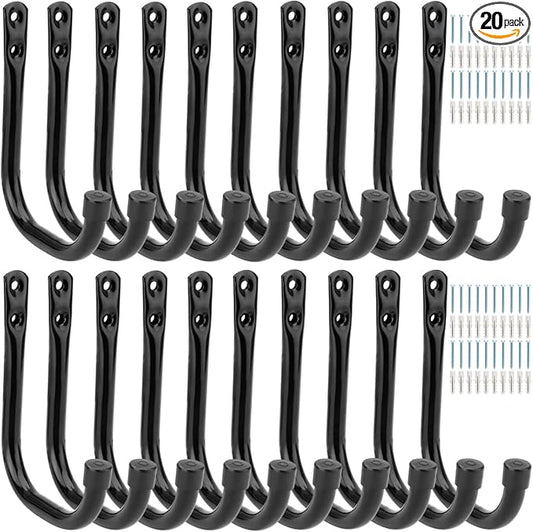 20 Pcs Heavy Duty Garage Storage Utility Hooks, 4.1Inch J Hangers Wall Hooks for Hanging Bikes, Ladders, Cord, Hose, Garden Tools