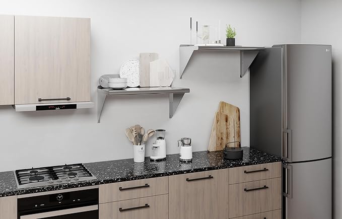 AmGood 30" Long X 16" Deep Stainless Steel Wall Shelf | NSF Certified | Appliance & Equipment Metal Shelving | Kitchen, Restaurant, Garage, Laundry, Utility Room
