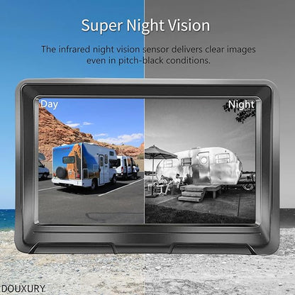 Wireless Backup Camera Solar Magnetic for Car RV Trailer Truck Camper 5th Wheels Hitch Towing No Wiring No Drilling Rechargeable Night Vision Portable Backup Camera with 5" 1080P HD 2-Split Monitor