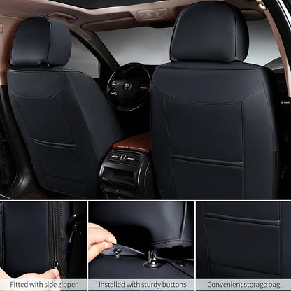 2 Packs Car Seat Covers Leather Car Seat Covers Universal Seat Covers for Car, SUV,Truck (Black)