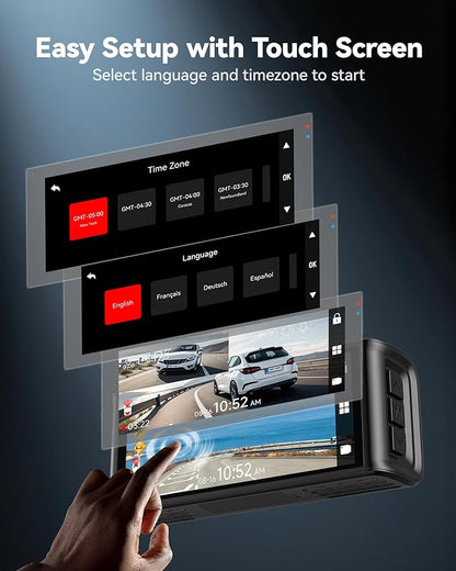 REDTIGER 4K Dash Cam Front and Rear, STARVIS 2 Sensor, Touch Screen 3.18", 128GB Card Included, Voice Control, 5.8GHz WiFi Car Dash Camera, GPS, Night Vision, Emergency Lock, Parking Mode (F7N Touch)
