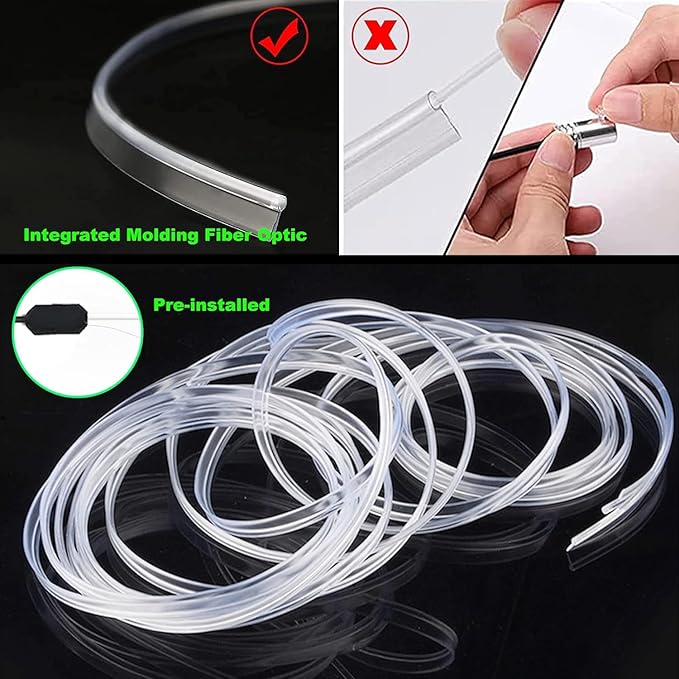 USB Car LED Lights, Interior Car Lights Strip with APP and RF Remote Control, 5 in 1 Ambient Lighting with 276 inches Fiber Optic Music Sync Simple Installation EL Wire Lights (5 in 1/276 inches)