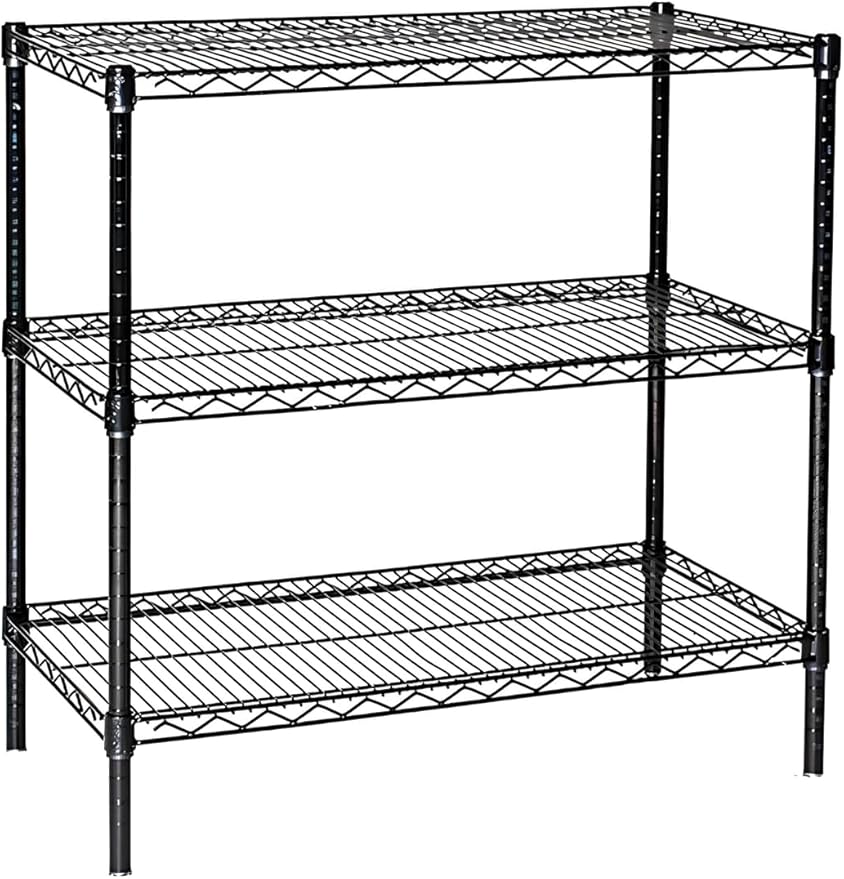 Omega 12" Deep x 48" Wide x 36" High 3 Tier Black Starter Shelving Unit