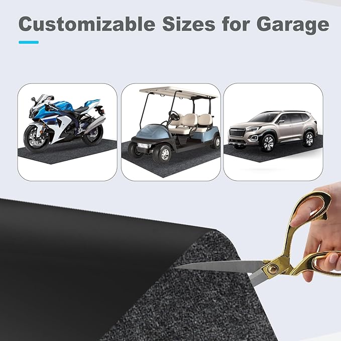4.9 x 9.2 ft Garage Floor Mat for Under Car & Golf Cart, Oil Spill Mat to Protect Floor from Drips, Spills, Stains & Splashes - Garage Rugs for Garage, Shop & Parking