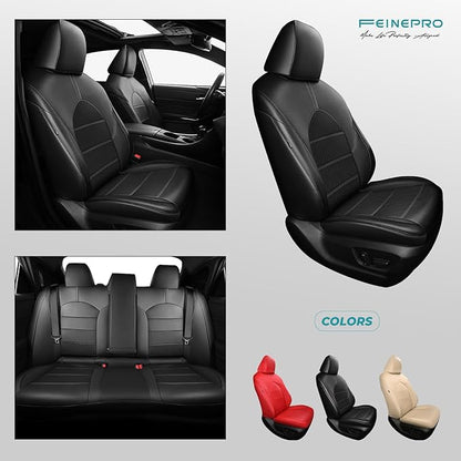 for Toyota Camry Seat Covers Hybrid XLE XSE 2018 2019 2020 2021 2022 2023 2024 - Custom Car Seat Covers Full Set, Leather Seat Cover for Cars, Waterproof Breathable Cushion Protectors, Black