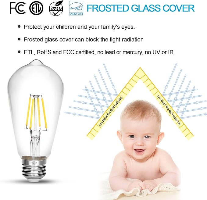LED Edison Bulb 4W,Antique 40W Vintage Edison Bulb,E26 Light Bulb Non Dimmable Led Bulb 450 Lumens 4000K Daylight White,Pack of 3