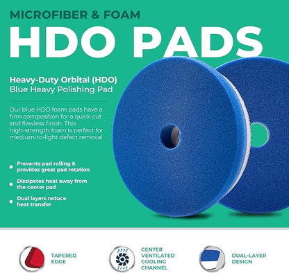 Lake Country 5.5" HDO Blue Foam Heavy Polishing Pad (1-Pack) – Premium Heavy Duty Orbital Polishing Pad for Painted Surfaces – Fits 5" Backing Plate