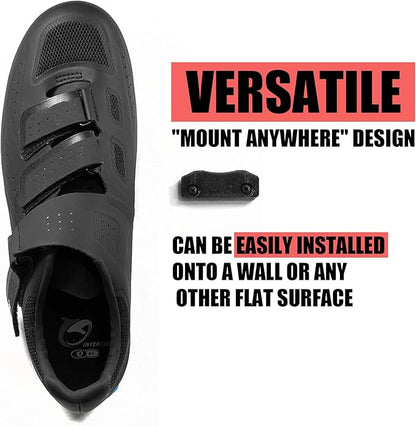 Spartan Mounts Compatible with Peloton and Delta Spin Bike Shoes | Workout Gear Bike Shoe Storage and Wall Display, Low Profile, Strong Vertical Storage Home Gym Basement Rack