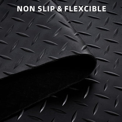 Nisorpa 16'5'' x 3'4'' Diamond Plate Flooring Roll, Rubber Garage Floor Mat, Non-Slip Floor Protector Rolls for Garage Under Car Warehouse Industry