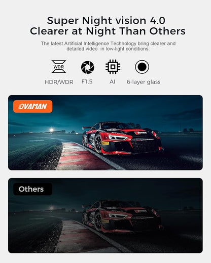 K600 4k Dash Cam Front and Rear, 3.59" IPS Screen, Built-in GPS 5G WiFi Dash Camera for Cars with App, UHD 2160P Night Vision Free 64G SD Card, 170° Wide Angle, HDR, 24H Parking Mode