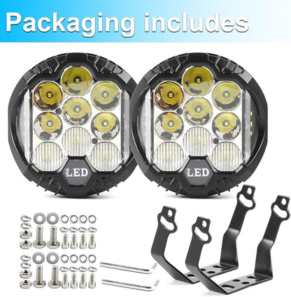 LIGBT 2PCS 5 Inch Round LED Offroad Light with DRL 90W LED Light Pods 270° Wide Range Super Bright White Side Shooter for Pickup Truck ATV UTV SUV