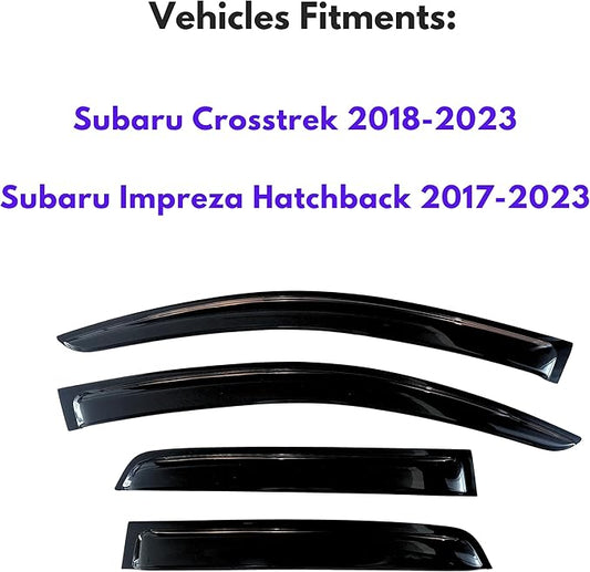 KPY Window Visor Compatible with Subaru Crosstrek 2018-2023 & Impreza Hatchback 2017-2023, 4PC Rain Guard Side Window Vent Deflectors Tape-On Style, 2017 2018 2019 2020 2021 2022 2023 2024