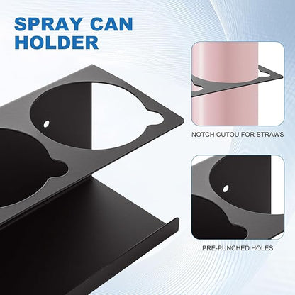 4 Pack Heavy-Duty Aerosol Spray Can Holder, 5 Can Spray Bottle Holder Steel Wall-Mounted Shelf for Garage, Craft Workspace and Home