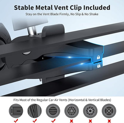 PROfezzion CD Slot & Vent Clip Combo Magnetic Phone Holder Compatible with MagSafe on Car CD Player Slot or Air Vent for iPhone 16 15 14 13 12 Pro Max Plus, Mag-Safe Case & All Phones