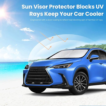 Custom Fit NX NX250 Windshield Sunshade for 2015-2022-2024 2025 Lexus NX350 NX350h NX450h Accessories Front Window Shades Cover for Windshield Sun Visor Protector 210T Reflector Block Heat UV Rays