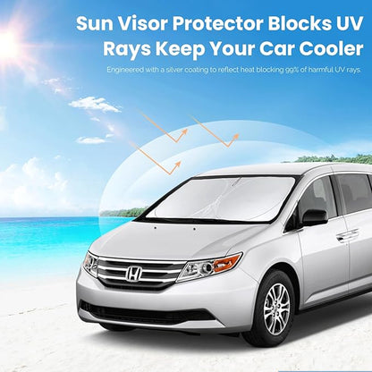 Custom Fit Odyssey Windshield Sunshade for 2011-2016 2017 Honda Odyssey LX EX EX-L Touring Elite Accessories Front Window Shades Cover for Windshield Sun Visor Protector 210T Reflective Block UV Rays