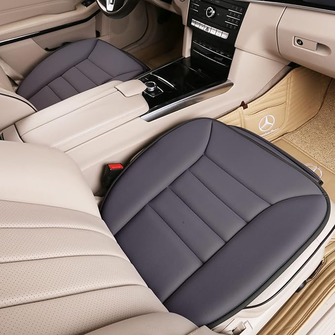 Premium Car Seat Cushion, Driver Cushion with Comfort Memory Foam & Non-Slip Rubber Bottom, Car Seat Pad Works with 95% of Vehicles and Office Chair or Home (Grey)