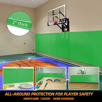 PROGOAL 2"/4" Thick Foam Protection Wall Pad，Gym Basketball-Court Protectors，Durable Waterproof Padding for Wall-Mounted Basketball Hoops(60" L x 20" W)…