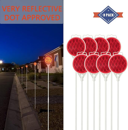 Reflective Driveway Markers, Reflectors for Driveway Entrance, Snow Plow Markers, 51 Inch Fiberglass Pole Double Sided Reflector for Driveway (Pack of 8)