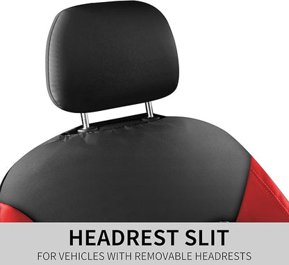 Car Seat Covers,Breathable and Waterproof Front Seat Covers,Luxury PU Universal Fit Automotive Airbag Compatible for Cars Sedans SUV and Truck(2 Pieces,Front Seat,Black+Red,N1)