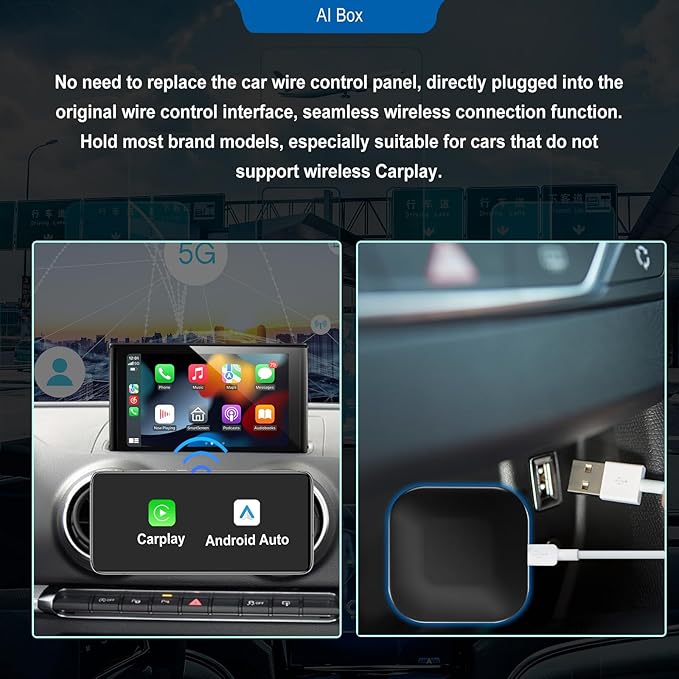 Leadtree 2 in 1 CarPlay Dongle,Convert Wired to Wireless,Wireless CarPlay Adapter&Wireless Android Auto Adapter, Connection Plug & Play Easy Setup Online Update,for Factory Wired Cars After 2016