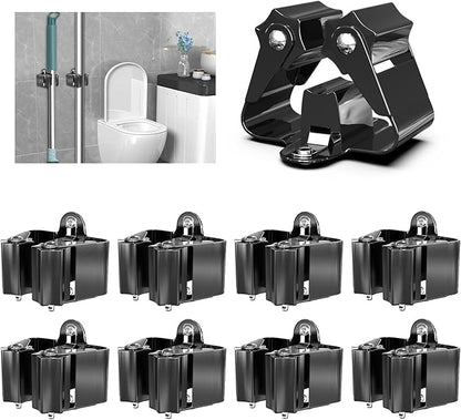 3-H Broom Holder Wall Mount 8 Pack, Mop and Broom Holder for Garage Garden Shed Storage System Laundry Room Home Kitchen Organization (Black)