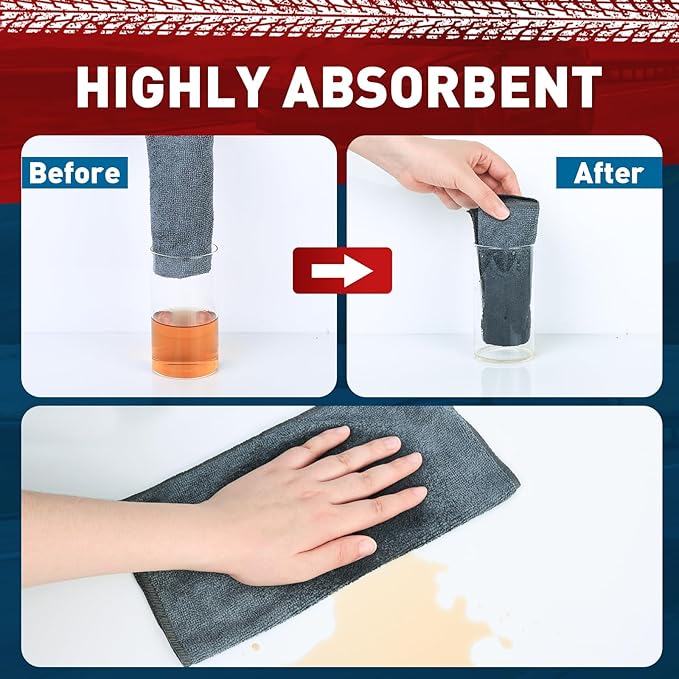 Microfiber Cleaning Cloths Bulk-50 Pack, Gray Microfiber Towels for Cars, Ultra Absorbent Microfiber Towel Weave Grime & Liquid for Streak-Free Mirror Shine - Car Washing Cloth